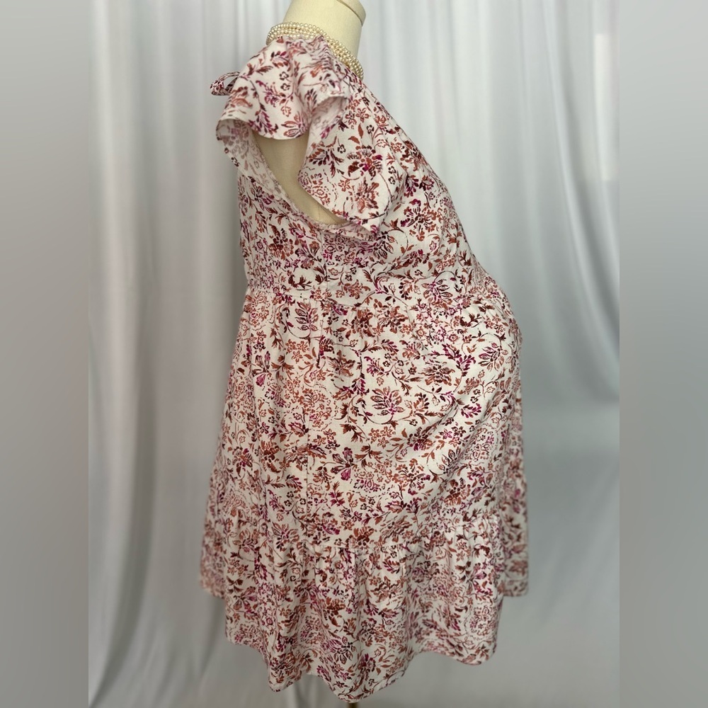 Isabel Maternity by Ingrid & Isabel Red and White Flutter Sleeve Sundress (745) - Picture 5 of 14